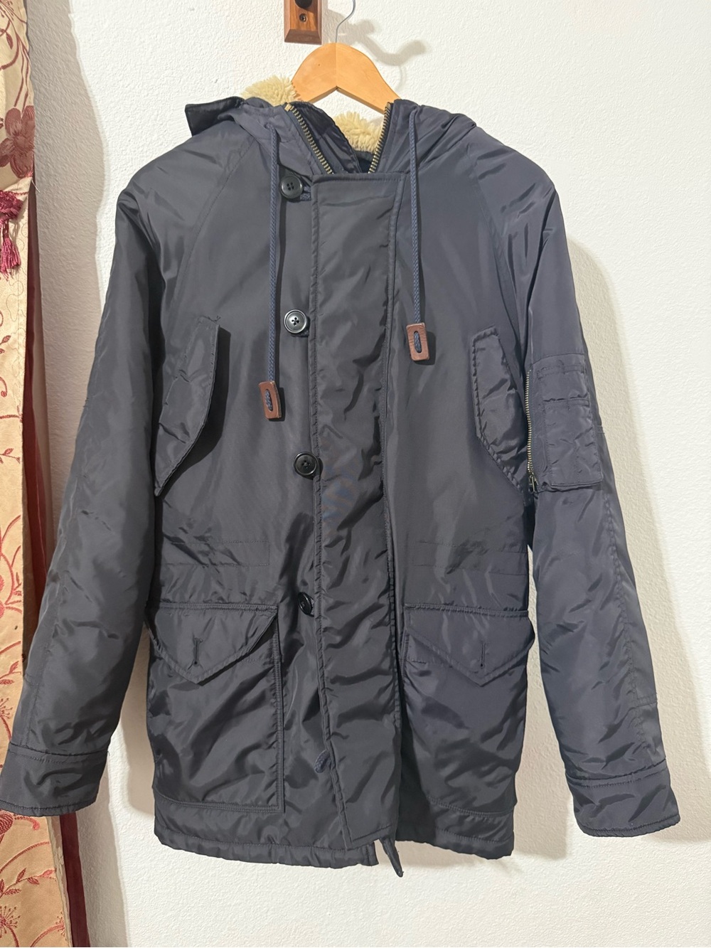 J. Crew jacket Hooded Parka in midnight Navy blue